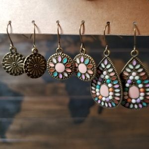 BE | Pack of 3 Multicolored Boho Trendy Earrings